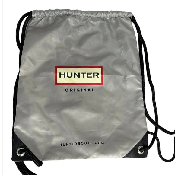 HUNTER Boots Logo Carryall Bag Dustbag Grey Drawstring Backpack Nylon - Picture 1 of 8